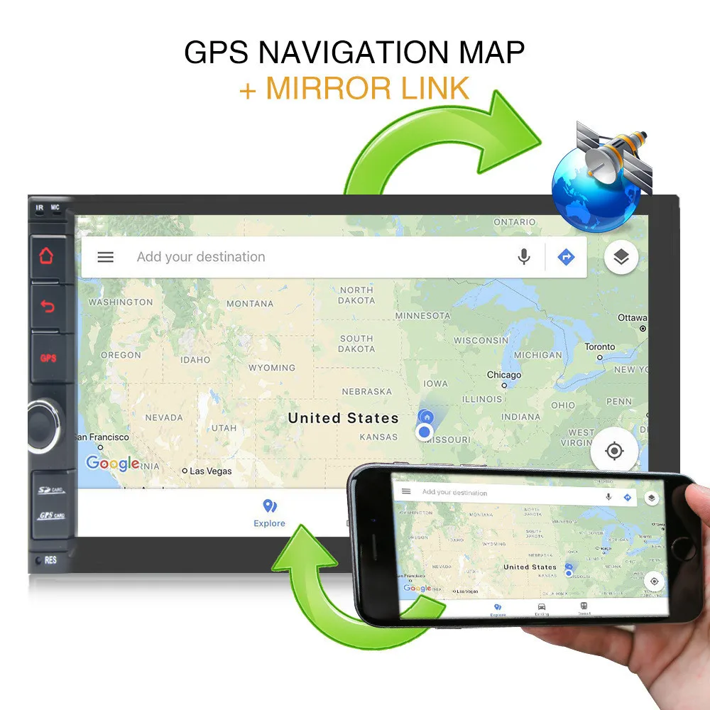 Top Android 9.1 Double 2 Din Car Stereo Audio Quad Core 7Inch Universal Car Multimedia MP5 Player GPS Navigation Auto Radio 4