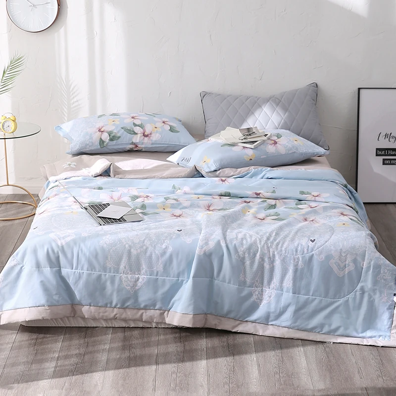 

white flowers print 1PCS cotton bedspread coverlet/bed cover,also good use as summer blanket 200*230/150*200/180*200cm