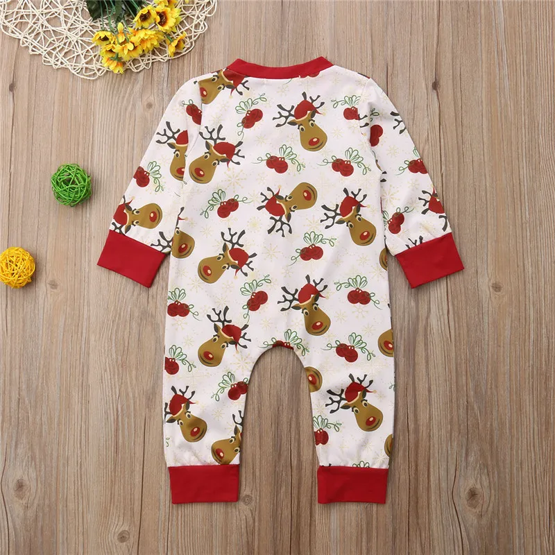 CANIS Newborn Baby Boy Girl Christmas Romper Pajamas Deer print Xmas print clothes Rompers Sleepwear Girls Boys Outfit Romper