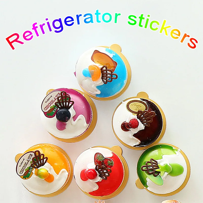 

6PC Simulation Round Ribbon Cake Artificial Round Ribbon Cake Model Kitchen Fridge Magnet Photography Props Food Decor Figurines