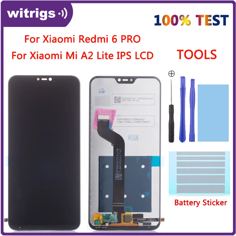 Witrigs для Xiaomi mi A2 Lite ЖК-дисплей Экран дисплея Сенсорный экран с сенсорной панелью для Red mi 6 Pro 6Pro