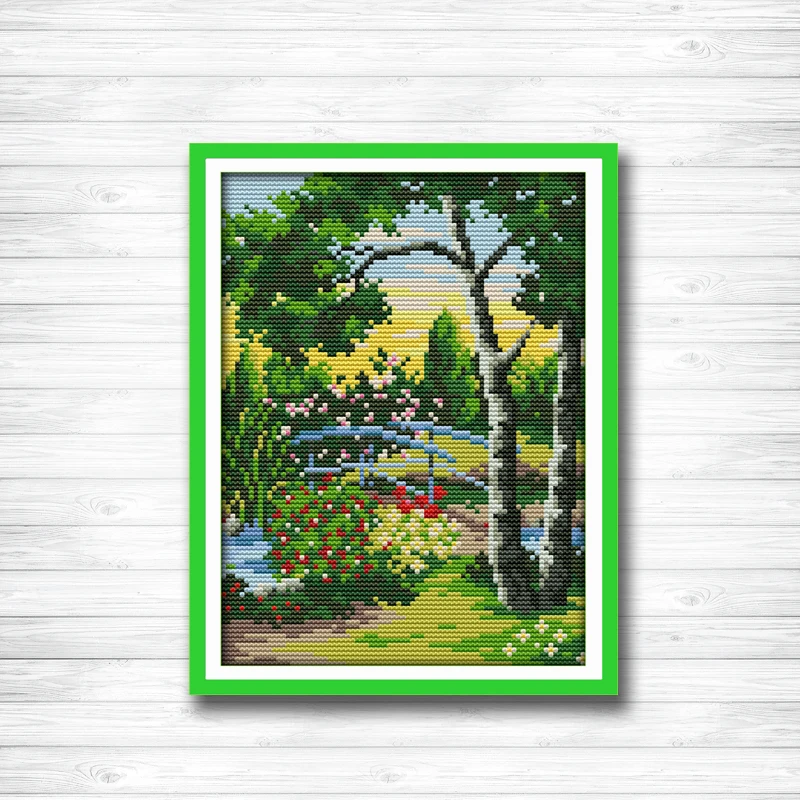 The corner of the park garden tree flower dmc 14CT 11CT набор для рукоделия вышивка крестиком китайские
