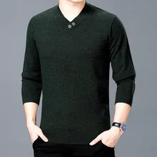 Для мужчин V образным вырезом Пуловер и свитер для мужчин Для мужчин пуловер Homme осень-зима Топы 65