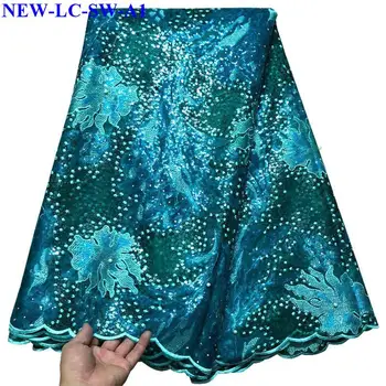 

Latest Nigerian Lace Fabrics 2019 Mesh Net Embroidered African French Lace Fabric High Quality Beads Organza Lace Fabric NZA00