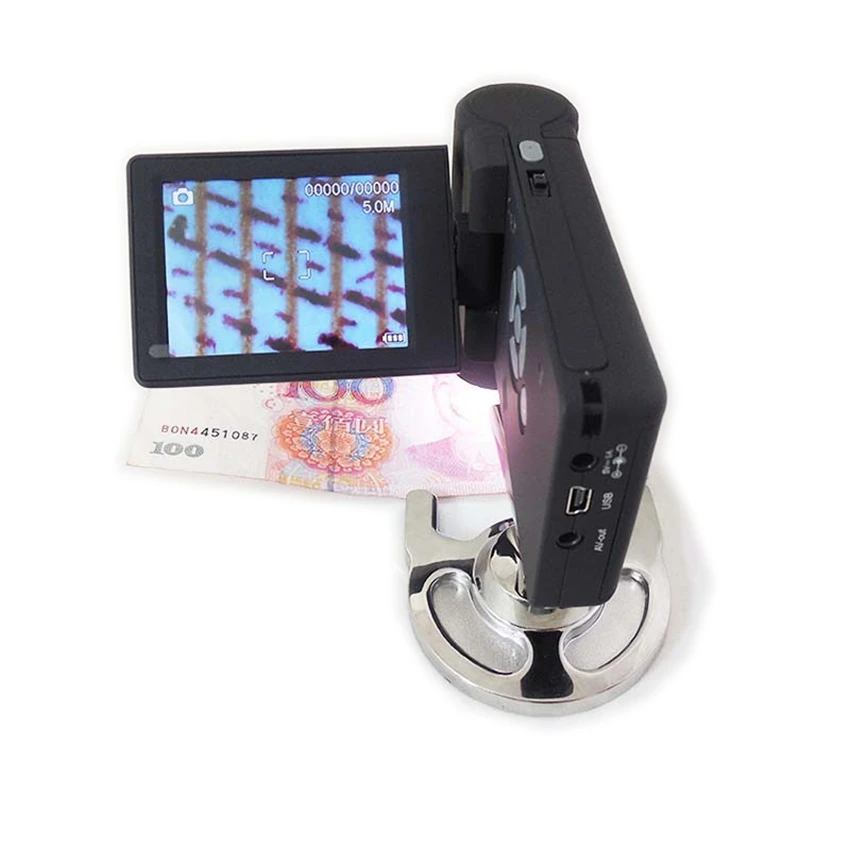

10-300X Portable LCD Digital USB Video Microscope Low Vision Aids Electronic Magnifier with 8 LED Mount Holder Stand