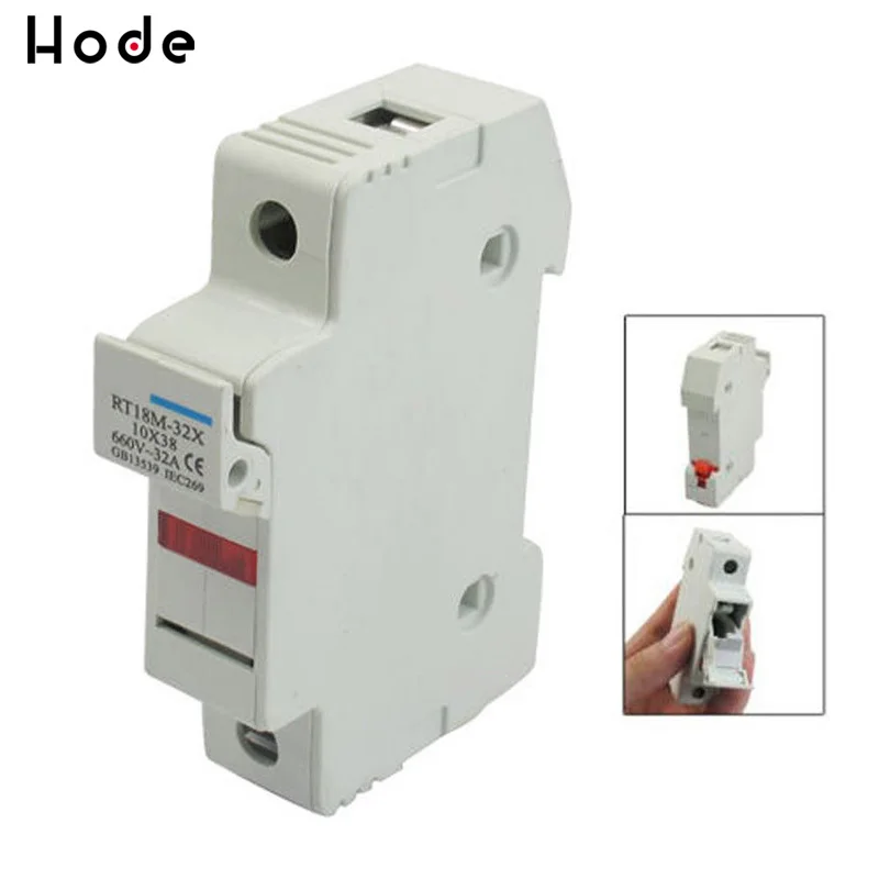 

RT18-32X AC 32A 1 Pole 10x38mm DIN Rail Mount Fuse Holder Base