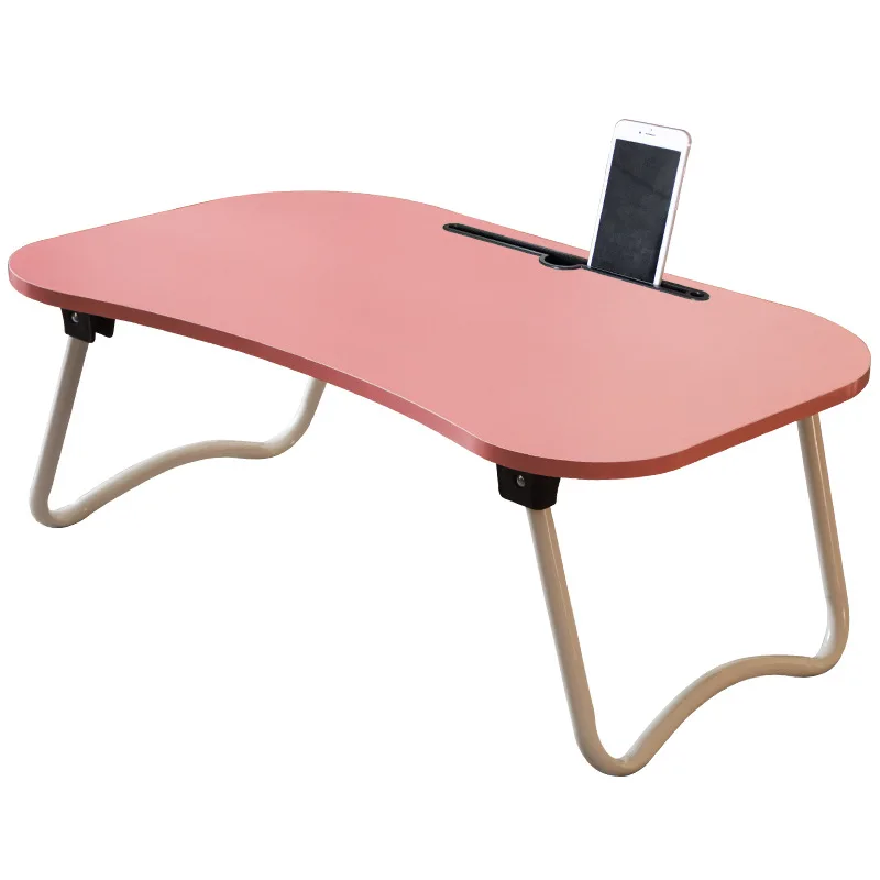 

8%1 PINK Portable Mini Computer Desk Foldable Laptop Desk Table for Bed Sofa Simple writing study table with phone groove