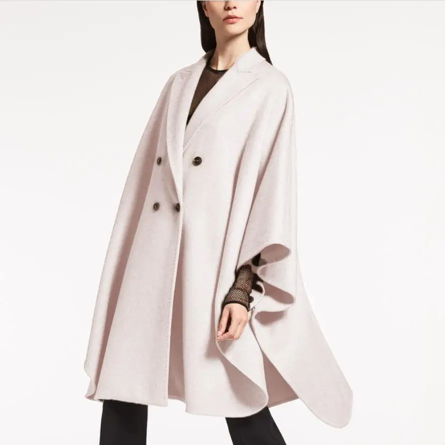 Pink De Occasionnel Breasted Lâche Laine Femmes Haut Hiver Manteau Manteaux Light Double Cape Survêtement Chaud Automne 0xZqOf
