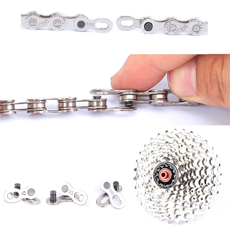 1Pair Stainless Steel Portable Bicycle Chain Master Link Joint Connector Quick Clip Suitable for 678910 Speed Chains #2g30 (1)