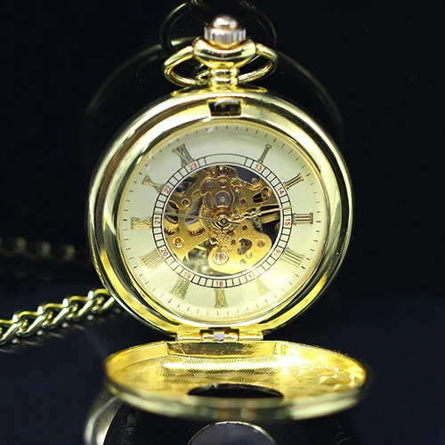 

Unisex Vintage Hollow Carved Roman Numerals Case Mechanical Pocket Watch Gift