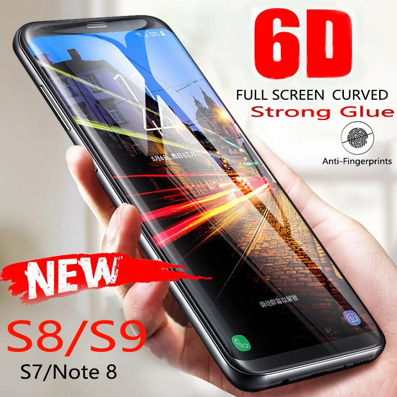 

Protective Glass on the For Samsung Galaxy S9 S9Plus S8 S8Plus Note 8 9 Tempered Screen Protector 6D Curved Edge S6 S7 Glass