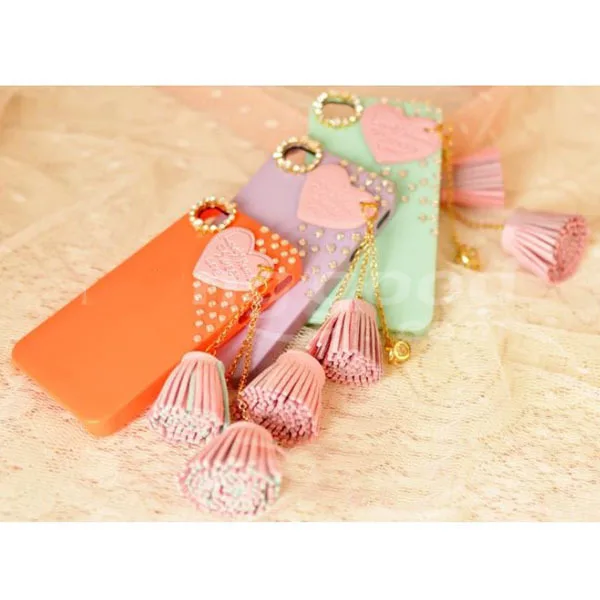 OneWorld Dreamlike Fantastic Heart Pattern Tassels Case Cover For for iphone 4 4S |