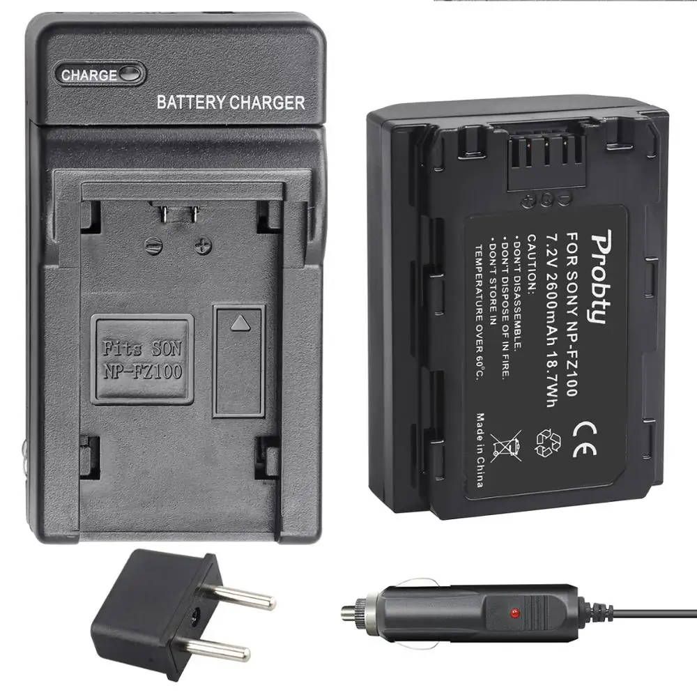 1 Pcs Np-Fz100 Npfz100 Fz100 Batteria + Caricabatteria Da Auto Per Sony Alpha A9, Alpha A7R Iii, A7R Mark 3, Alpha A7 Iii, A7 Mark 3 Bc-Qz1