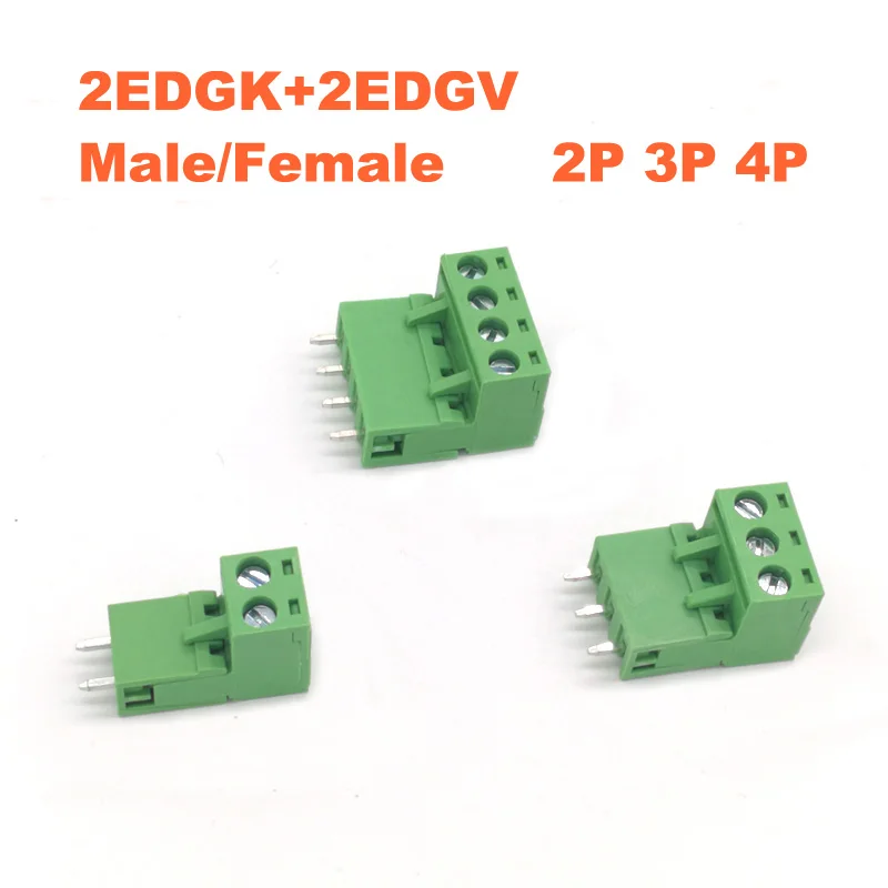 30/50 шт шаг 5 08 мм 2P 3P 4P винтовой разъем PCB Клеммная колодка 2EDGK 2EDGV открытый прямой