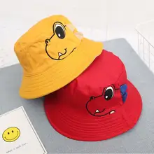 Chapéu de balde de pesca reversível, chapéu com dois lados de desenho animado do dinossauro para crianças, chapéu verão, tampas bob para meninos e meninas, pesca solar, panana, balde, 2019 chapéu com chapéu