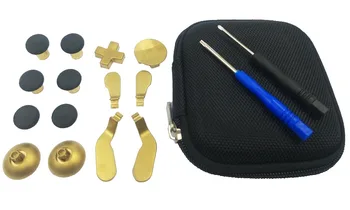

14 in 1 Metal Gold Replacement Thumbsticks,Joysticks,Bases,D-pads and Paddles with Open Tools for Xbox One Elite Controller