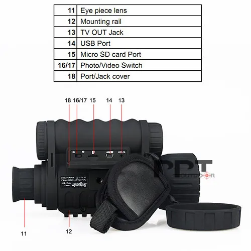 Eagleeye 6x50 мм HD цифровой Монокуляр ночное видение Охота область для видео фото стрельба PP27-0016