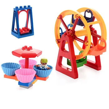 

Bargain price Big Building Block Spare Parts Compatible with Duplo Series Bricks Ferris wheel Sky Sheel block Swing Seesaw brick