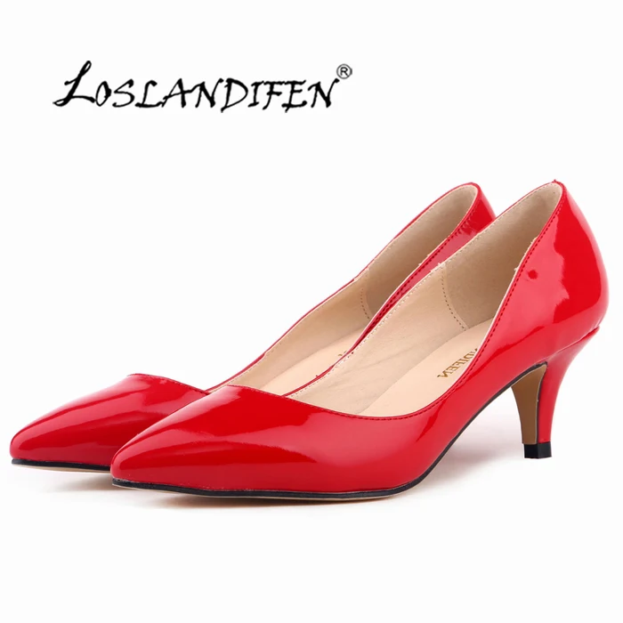 Classic Sexy Pointed Low Med Kitten Heels Women Pumps Shoes Spring