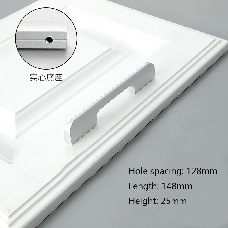 Алюминиевая ручка для шкафа длинный твердый Ящик Тянет Шкаф Кухня ручки и ручки для мебели ручки и ручки - Цвет: Aluminum  CC128mm