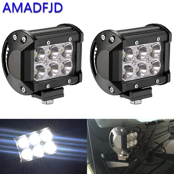 

AMADFJD 1/2Pcs 4" 18W LED Work Light Led Bar Light Car 12v Led Bar Car For Trucks ATV SUV Beams 4x4 UAZ Spot/Flood Fog Light