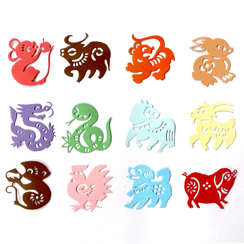 Zodiaco Chino Corte muere Stencil Scrapbook álbum de papel gofrado Craft