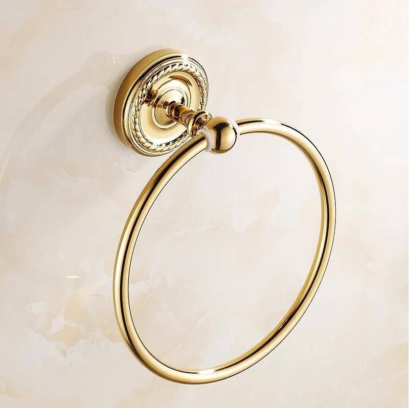 

Towel Rings Luxury Gold Brass Towel Ring Towel Holder Bath Towel Bar Bathroom Accessories Home Decoration ZD773