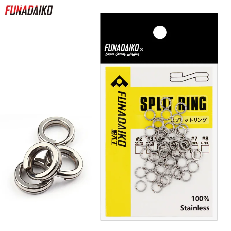 

FUNADAIKO 30pcs /20pcs Stainless Steel Split Ring Diameter from 4mm to 12mm Heavy Duty Fishing Double Ring Connector Fishing A