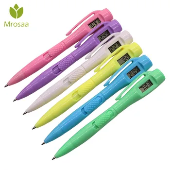 

Newest Mrosaa 1 pcs Electronic Watch Pen for Office Clock Electronic Test Ball Pen Kawaii Creative Office Supplies Ballpoint Pen