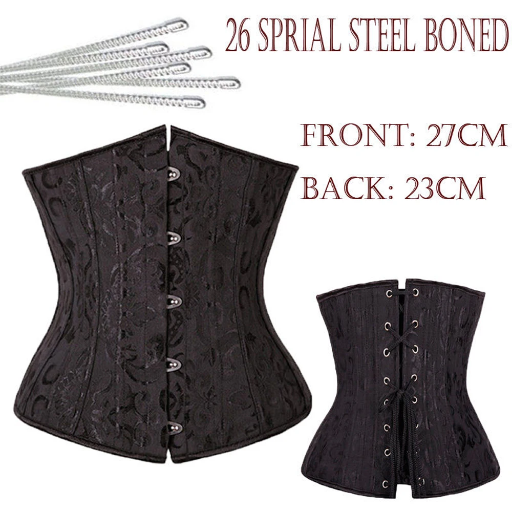 26 Spiral Steel Boned Floral Tight Underbust Waist Corsets TOP Cincher Bustiers Lingerie Lace Up PLUS SIZE S-6XL