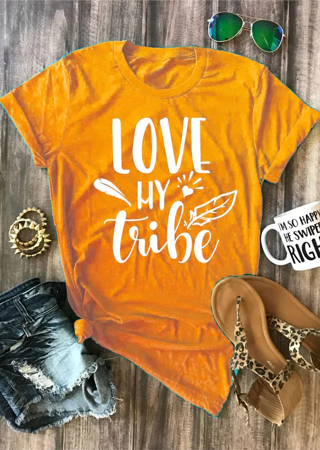 Желтая одежда Love My Tribe Tumblr футболка повседневные Летние Стильные топы для девушек