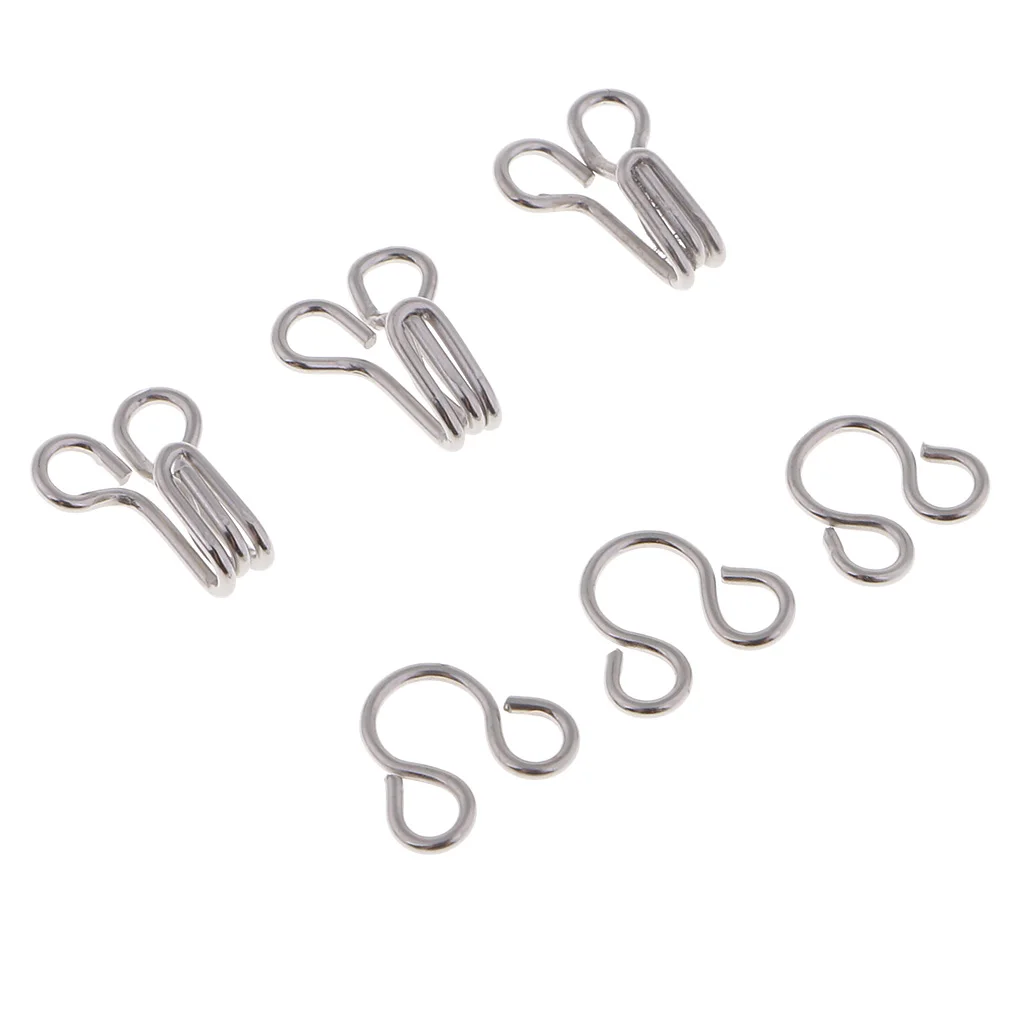 100 Sets Hook & Eye Bra Fastener Metal Dress Skirt Sew on Replacement Repair