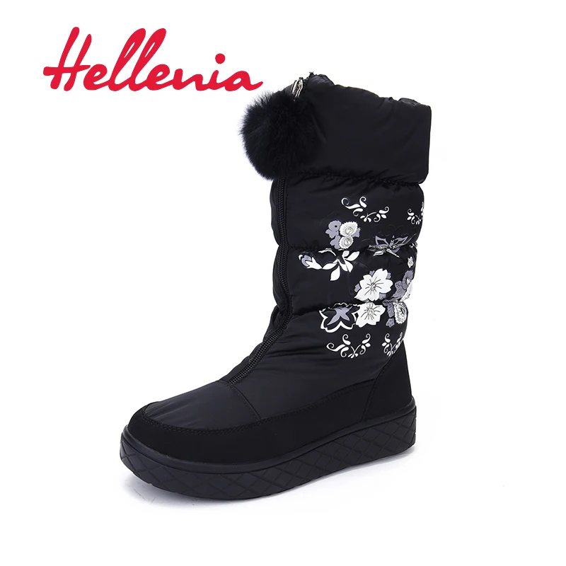 

Hellenia Warm Snow Boots young girls Kids Mid-Calf Soft Anti-slip Winter Shoes for School platform Outdoor black size 36-39