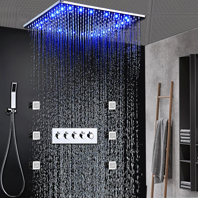 Salle de bains LED Douche Système 20 ''Pluie Ensemble De Douche Carré