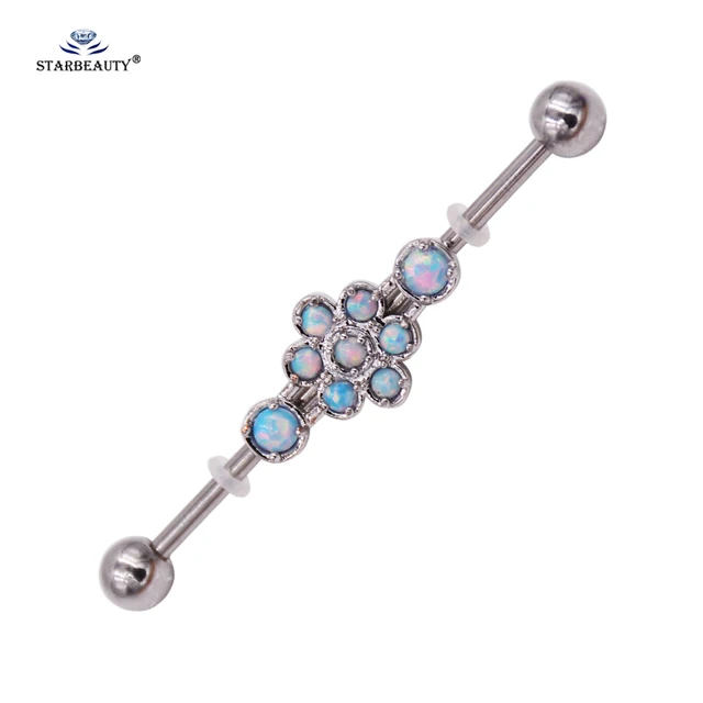 Starbeauty 1 Piece Natural Opal Piercing Earring 14g 3mm Starbeauty 1 Piece Natural Opal Piercing Earring 14g 3mm Blue Stone Ear Surgical Steel