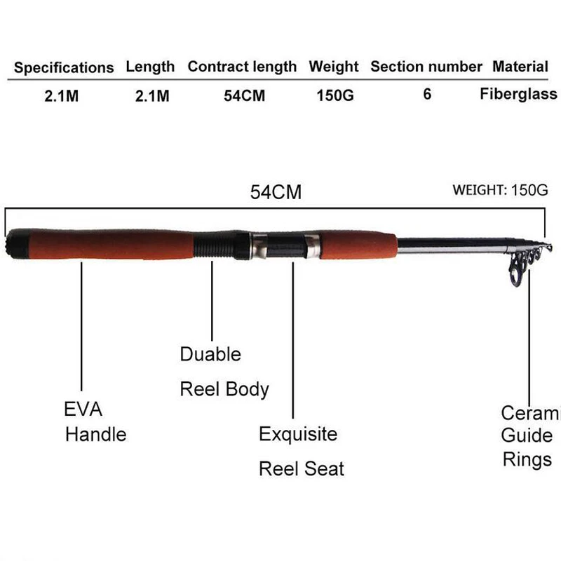 HOT sell 2.1M 2.4M Portable cheap Telescopic Fishing Rod and Reel Combos Kits Freshwater Tackle