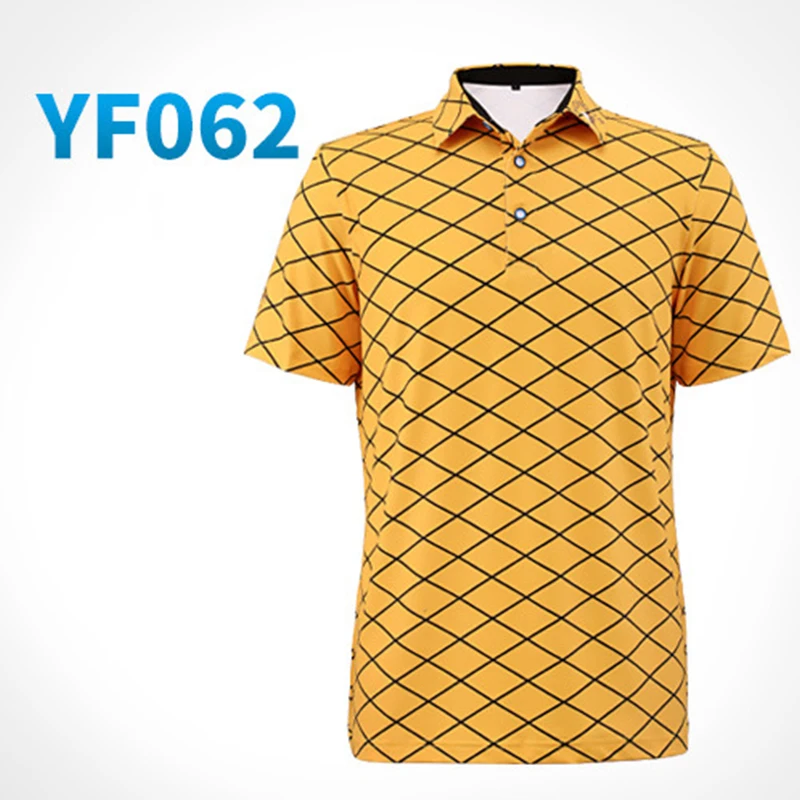 

PGM Men Golf Polo Shirts Summer Short sleeves Breathable elastic Quick Dry Plaid Golf Shirts Anti Sweat Man's Golf Sport T-shirt