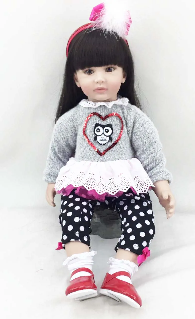 

High Grade 22 inch Adora Reborn Toddler Baby Girl Dolls in Grey Sweater Polk Dot Skinny Pants Girls Toys Xmas Birthday Gifts