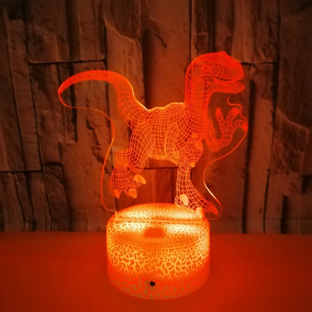 Трещины динозавров настольные лампы красочный сенсорный 3d ночник Рождественский подарок детские игрушки 3d Led стереовидение настольная лампа