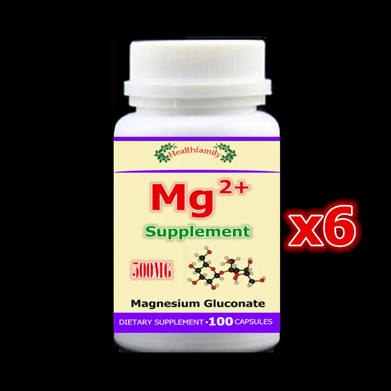 

6 bottle 600caps,Mg supplement Magnesium gluconate for bone, muscles and nerve health Extra strength cholesterol,free shipping