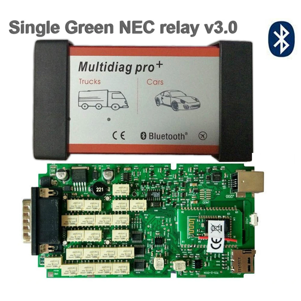 

Quality A Multidiag Pro+ single green PCB With Bluetooth For Cars/Trucks OBD2 Scanner WOW VD TCS cdp pro diagnostic tool