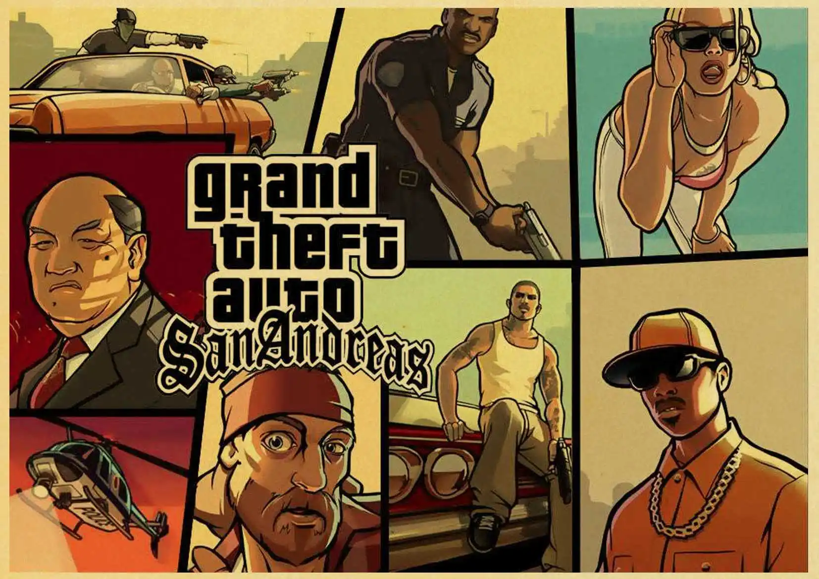 Grand Theft Auto GTA 5 игра ретро крафт-бумага плакат печатные настенные картины для гостиной винтажные декоративные наклейки на стену - Цвет: E102