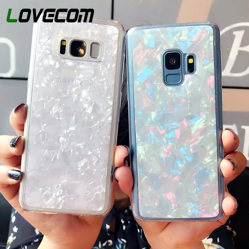 

LOVECOM Conch Shell Phone Case For Samsung Galaxy S8 S8Plus S9 S9Plus Note 8 Solid Color Epoxy Soft TPU Phone Back Cover Cases