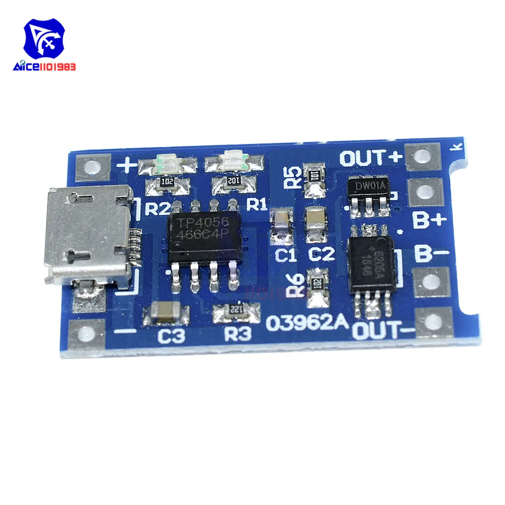 Diymore 2 шт./лот Micro USB 5 в 1 а 18650 TC4056A литиевая батарея зарядное устройство модуль
