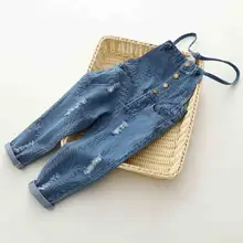 Новинка года; сезон весна-осень; джинсовые комбинезоны для маленьких девочек; комбинезоны; комбинезон; брюки; хлопковая детская одежда; джинсы; комбинезоны; Y1297