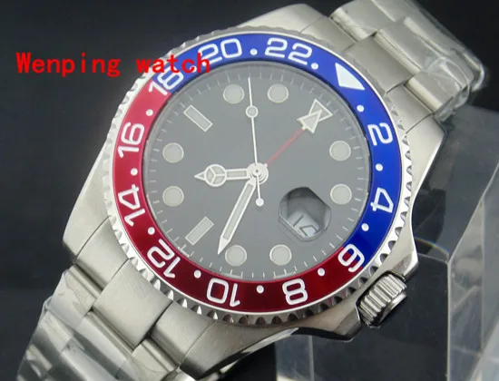 

Fashion sells luxury brands Parnis GMT automatic men's watch 43mm sapphire glass black dial deployment buckle 1469