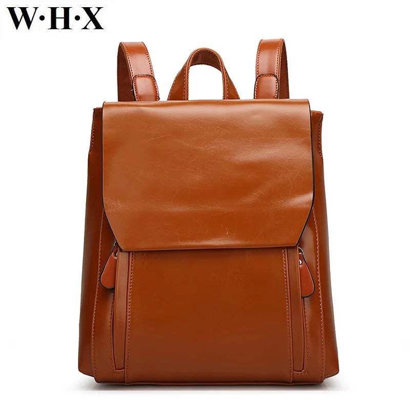 

WHX Retro Style Brown Backpack Bag Women Backpacks Pu Leather Female Knapsack Lady Girls Satchel School student Book Bags New