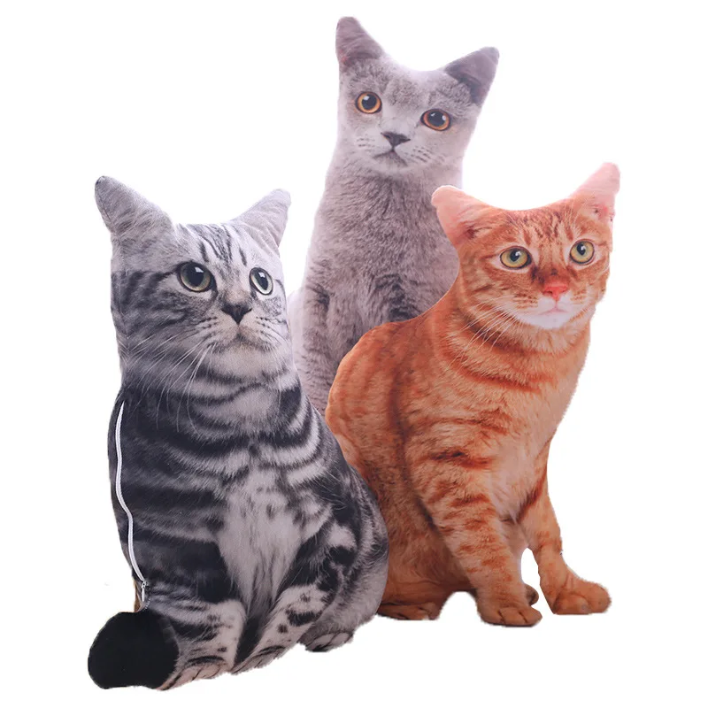 

Children stuffed toys Short plush Cat doll Creative simulation 3d stereo cat pillow Kids Handhell Real Life Plush Dolls