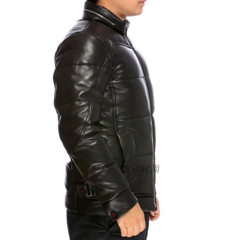 60% OFF mens genuine sheep leather down jacket super warm sheep skin winter leather jacket 6189