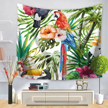 

AHSNME Home Tapestry Green Leaf Bird Flower Print Wall Decoration GT1209